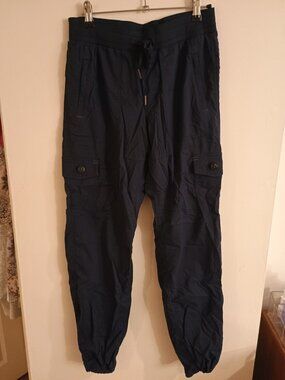LL BEAN Ripstop Full Length Pants XS Women’s Jogger Hiking Elastic Waist Navy